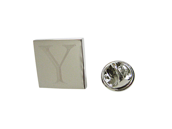 Letter Y Etched Monogram Pendant Lapel Pin