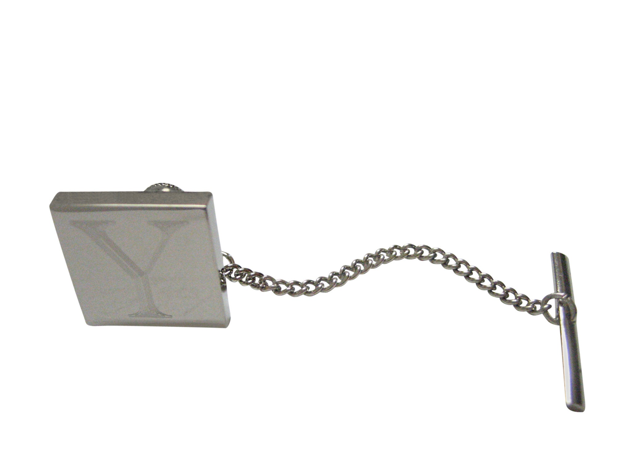 Letter Y Etched Monogram Pendant Tie Tack