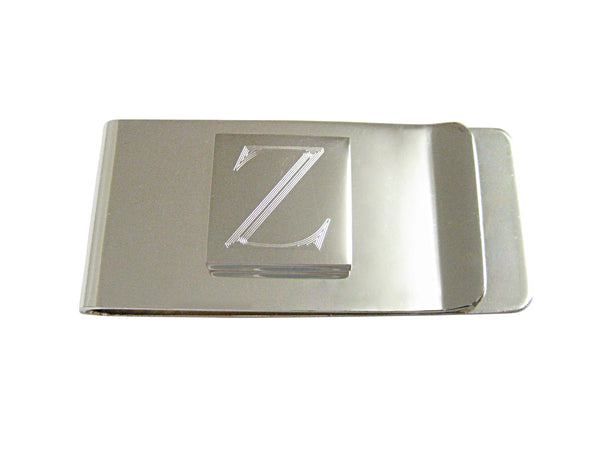 Letter Z Etched Monogram Money Clip