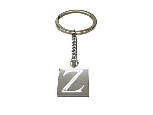 Letter Z Etched Monogram Pendant Keychain