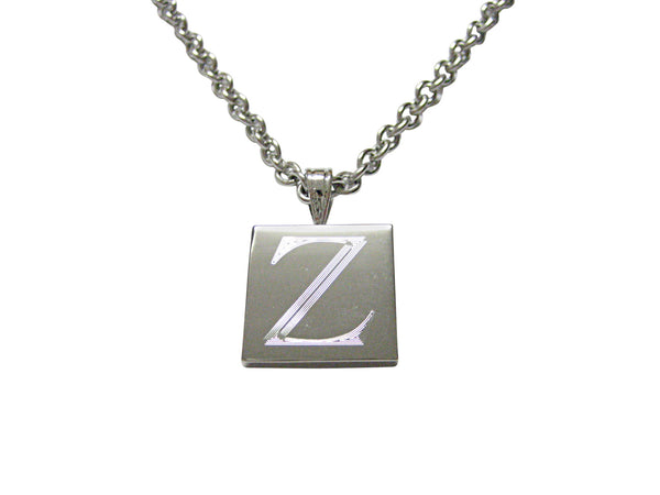 Letter Z Etched Monogram Pendant Necklace