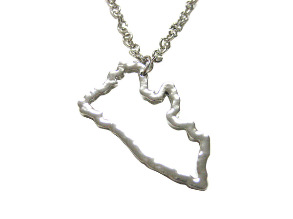 Silver Toned Liberia Map Outline Pendant Necklace