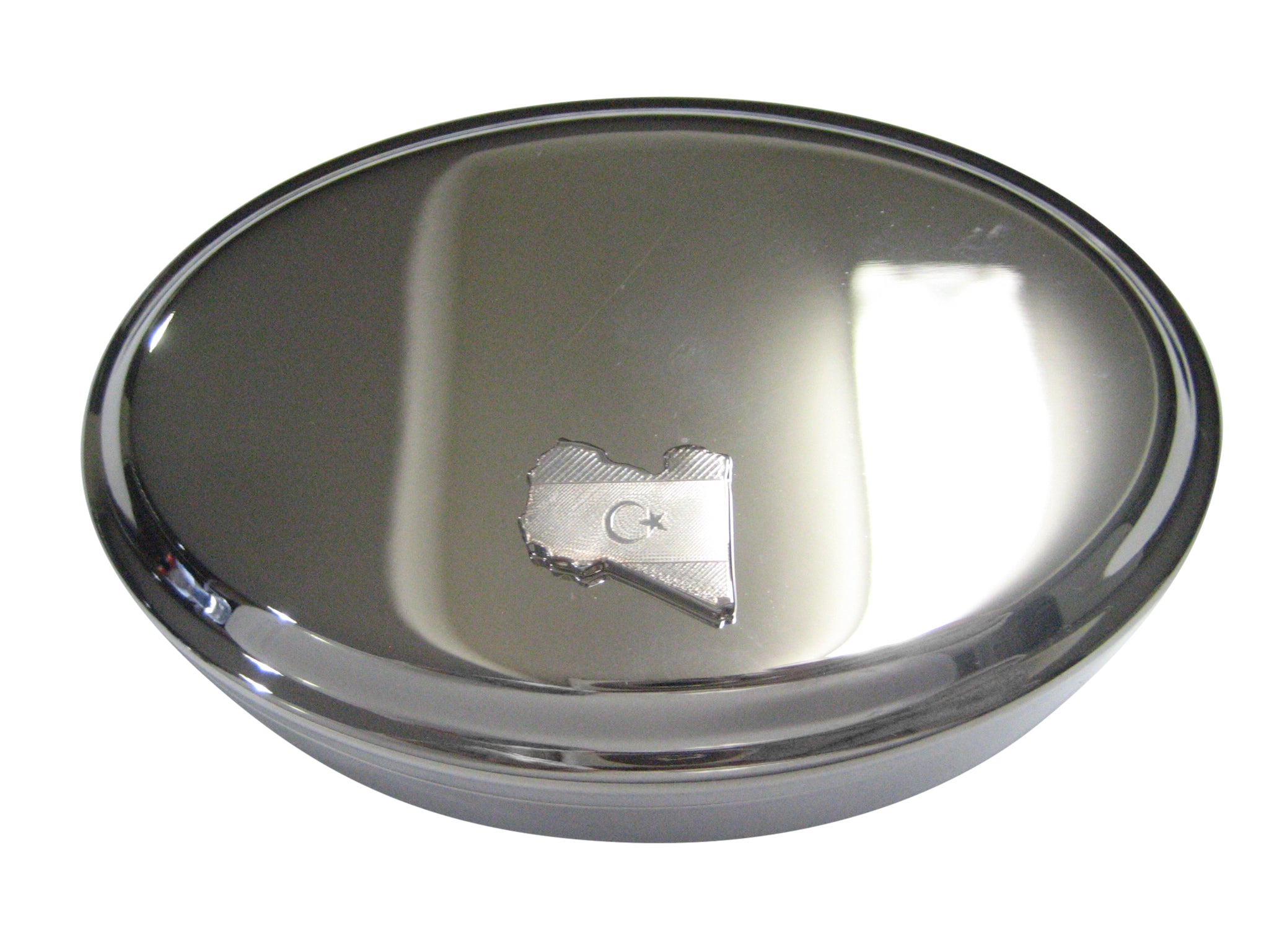 Libya Map Shape and Flag Design Oval Trinket Jewelry Box