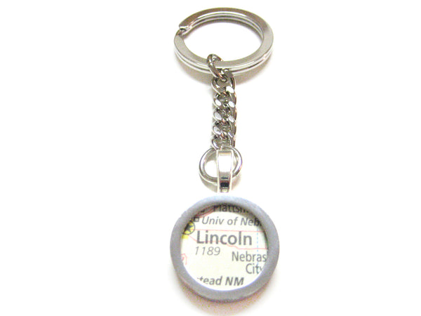 Lincoln Nebraska Map Keychain