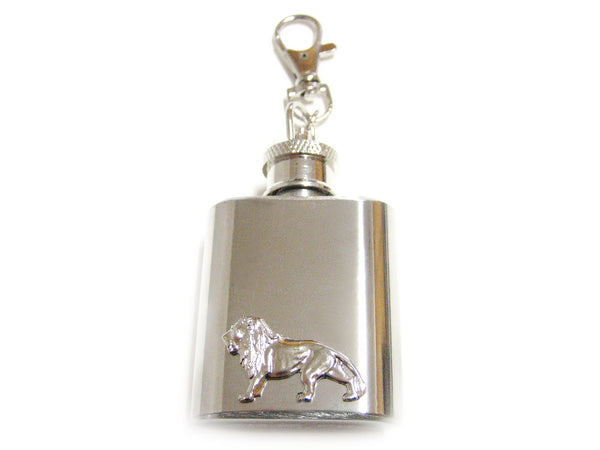 1 Oz. Stainless Steel Key Chain Flask with Lion Pendant