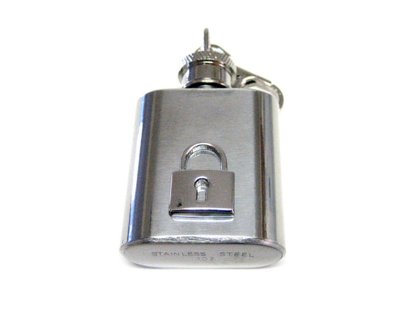 1 Oz. Stainless Steel Key Chain Flask with Lock Key Pendant