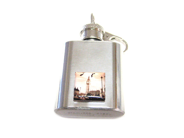 1 Oz. Stainless Steel Key Chain Flask with London Big Ben Pendant