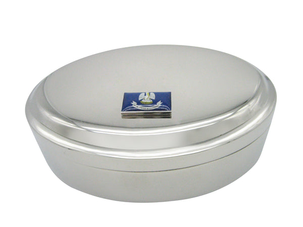 Louisiana State Flag Pendant Oval Trinket Jewelry Box