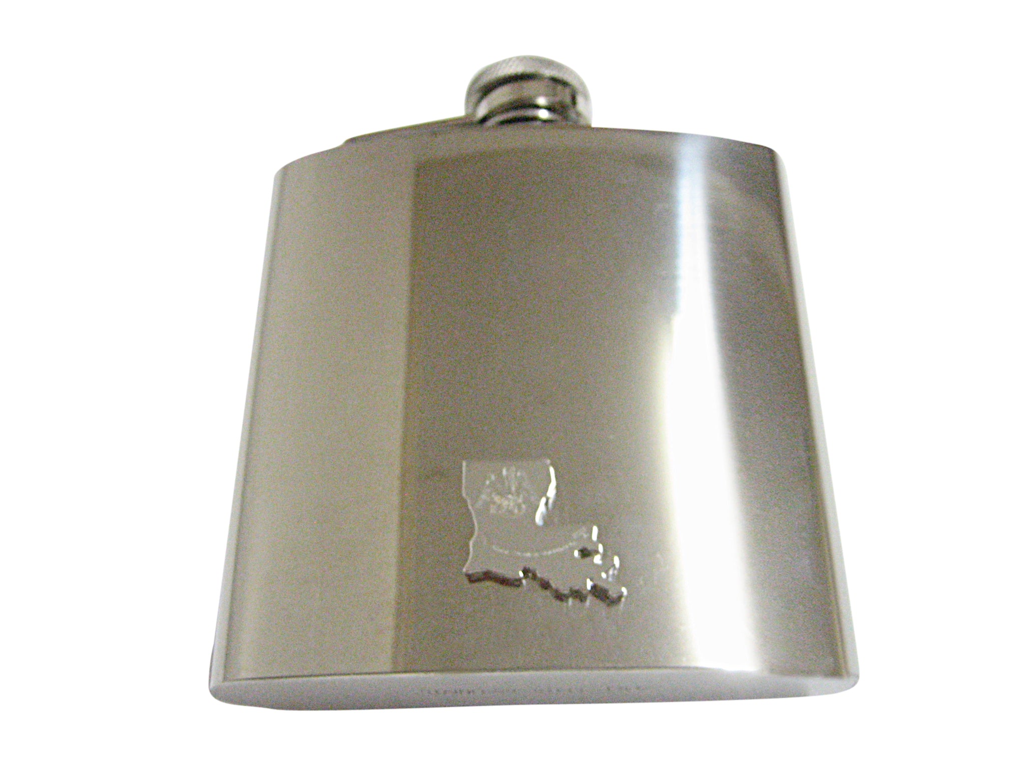 Louisiana State Map Shape and Flag Design 6oz Flask