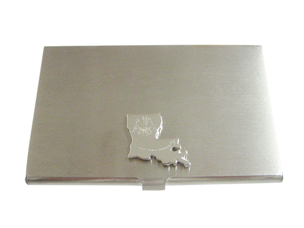 Louisiana State Map Shape and Flag Design Business Card Holder