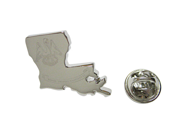 Louisiana State Map Shape and Flag Design Lapel Pin