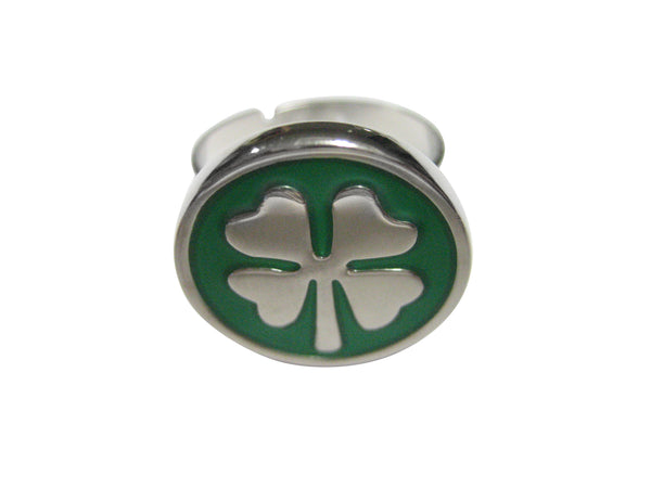 Lucky Green Four Leaf Clover Adjustable Size Fashion Ring