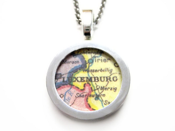 Luxemburg Map Pendant Necklace