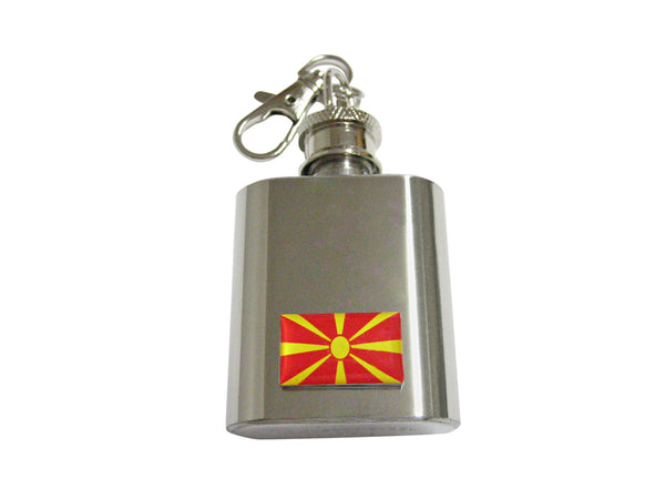 Macedonia Country Flag Pendant 1 Oz. Stainless Steel Key Chain Flask