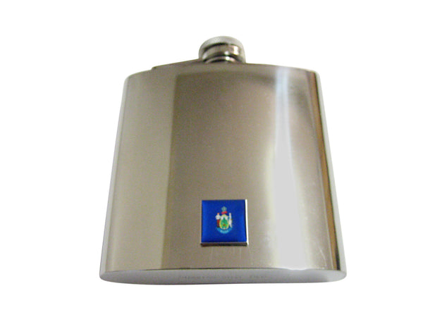 Maine State Flag Pendant 6 Oz. Stainless Steel Flask