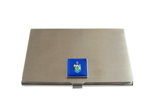 Maine State Flag Pendant Business Card Holder