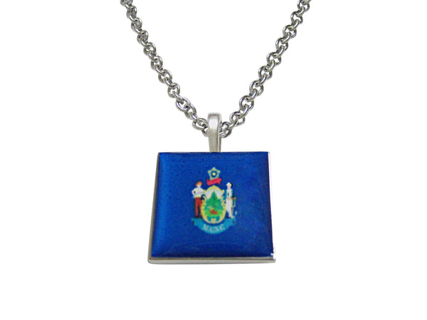 Maine State Flag Pendant Necklace