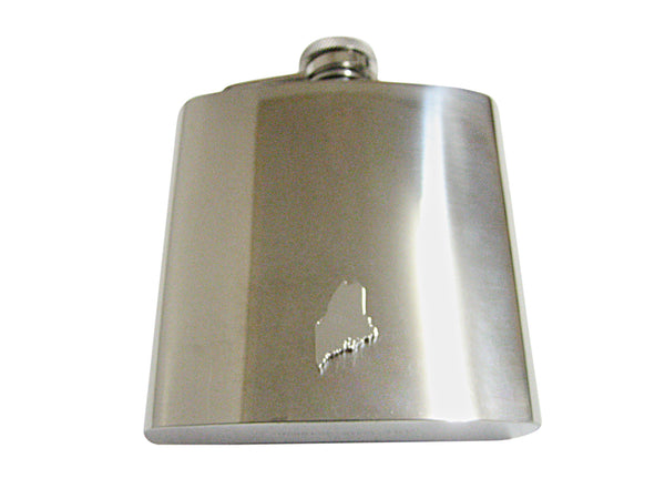 Maine State Map Shape 6 Oz. Stainless Steel Flask