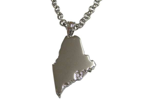 Maine State Map Shape Pendant Necklace