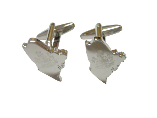 Maine State Map Shape and Flag Design Cufflinks