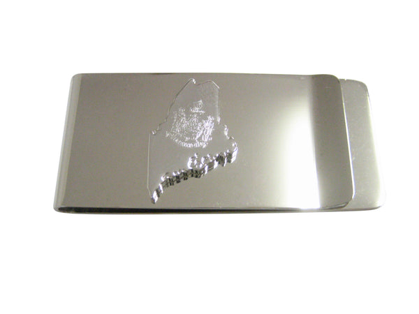 Maine State Map Shape and Flag Design Money Clip