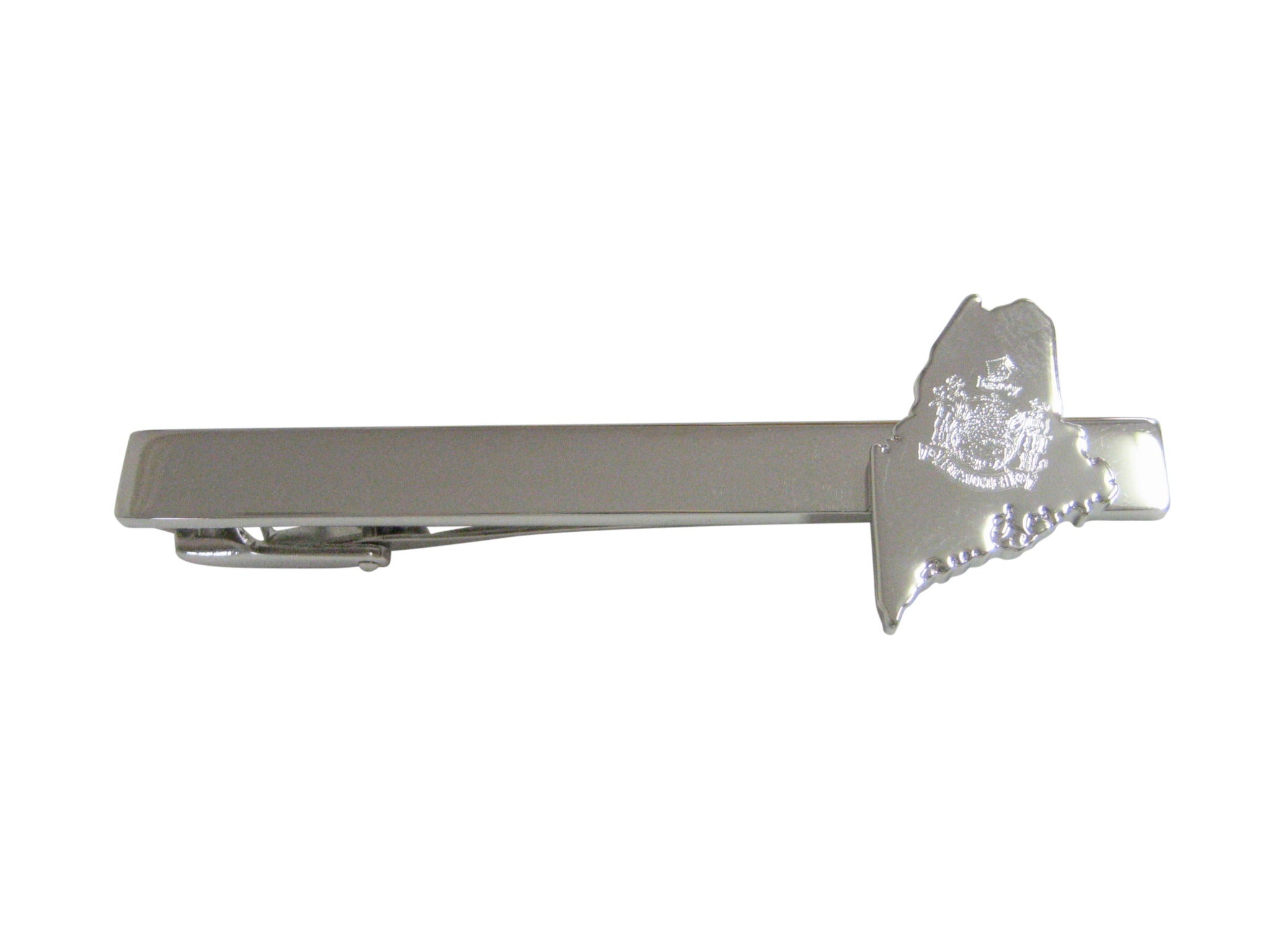 Maine State Map Shape and Flag Design Square Tie Clip