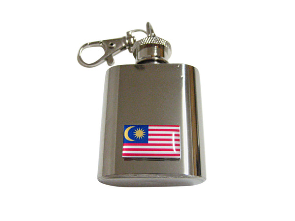 Malaysia Flag Pendant 1 Oz. Stainless Steel Key Chain Flask