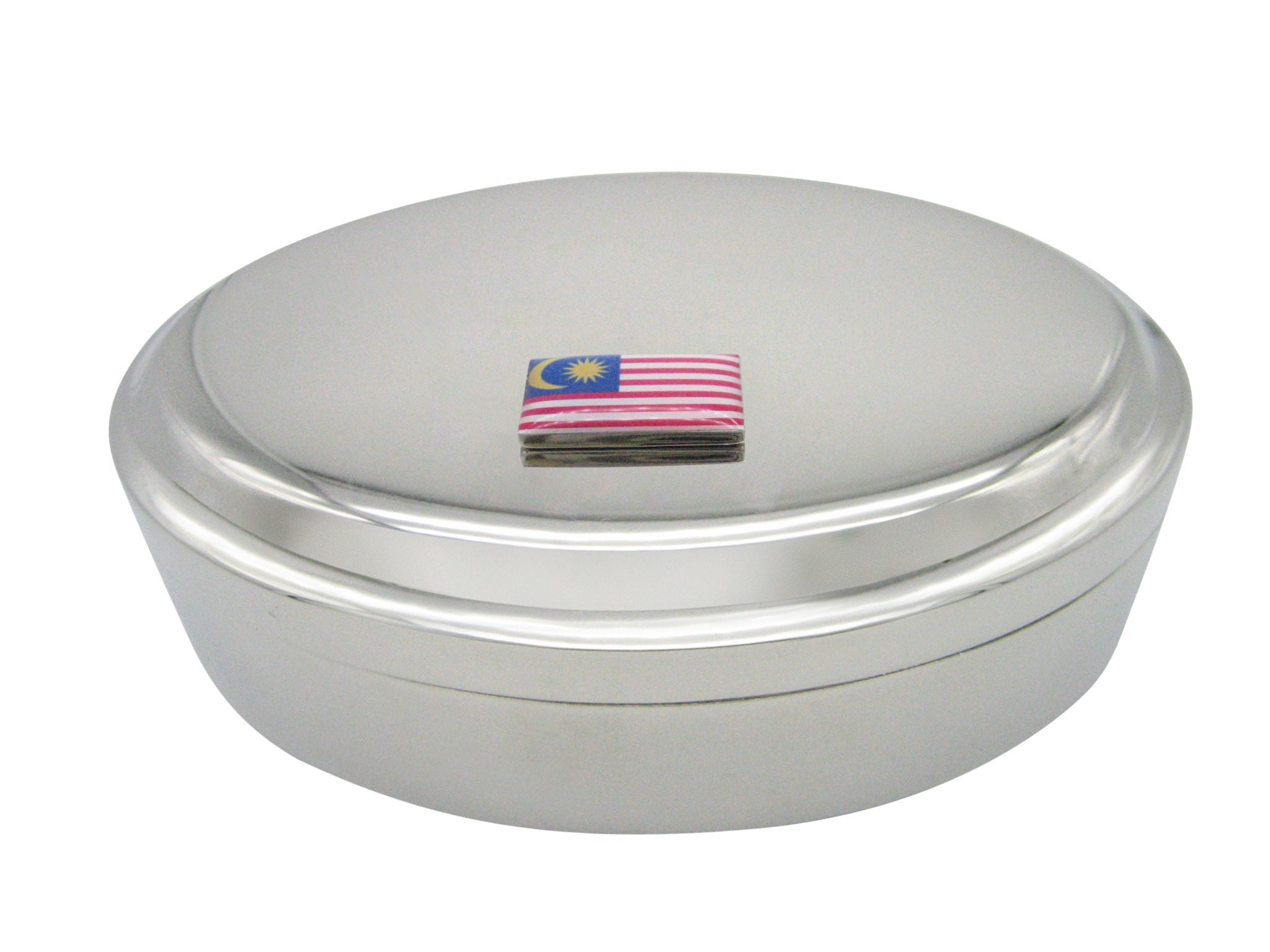 Malaysia Flag Pendant Oval Trinket Jewelry Box
