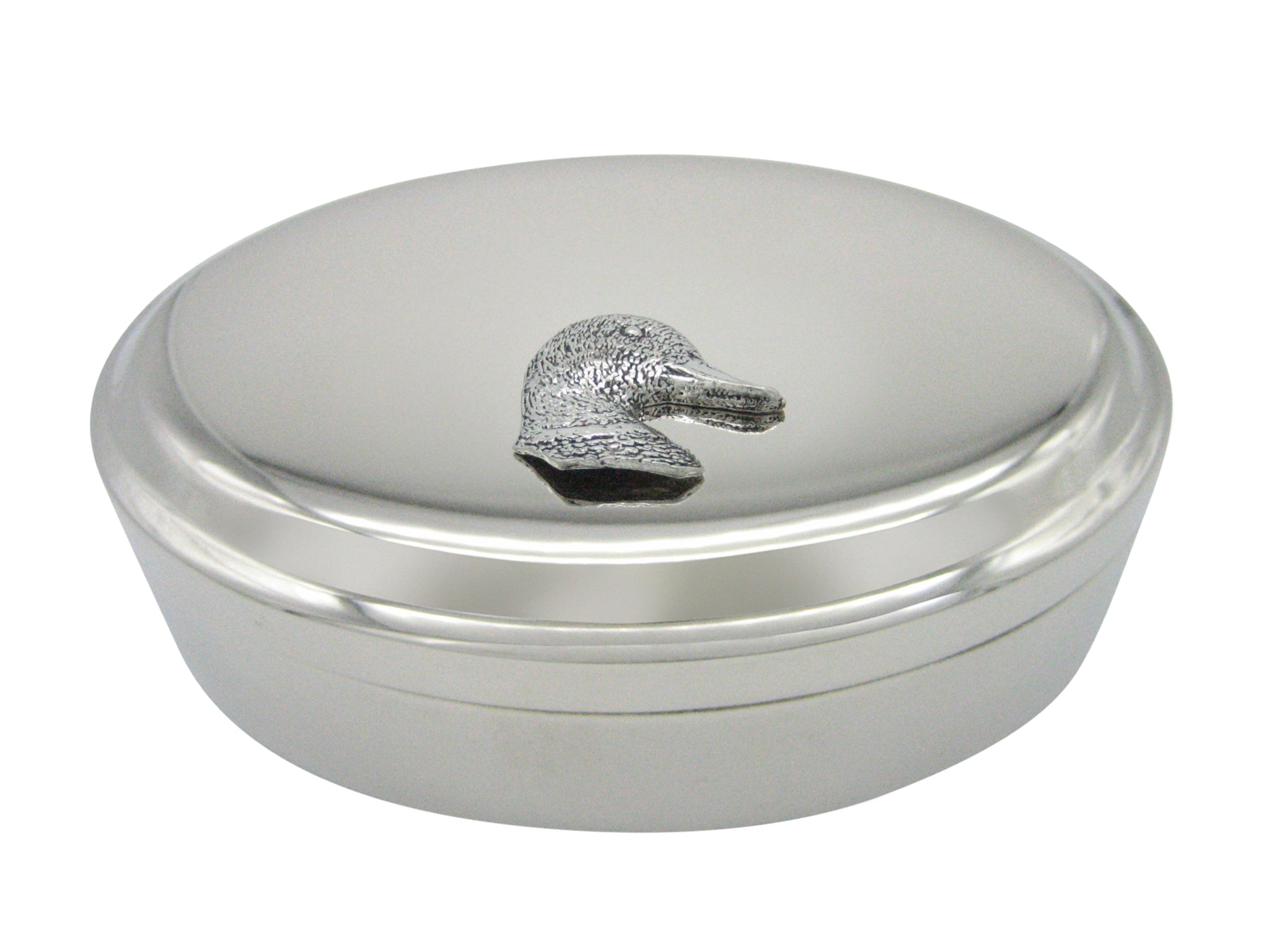 Mallard Duck Bird Head Pendant Oval Trinket Jewelry Box