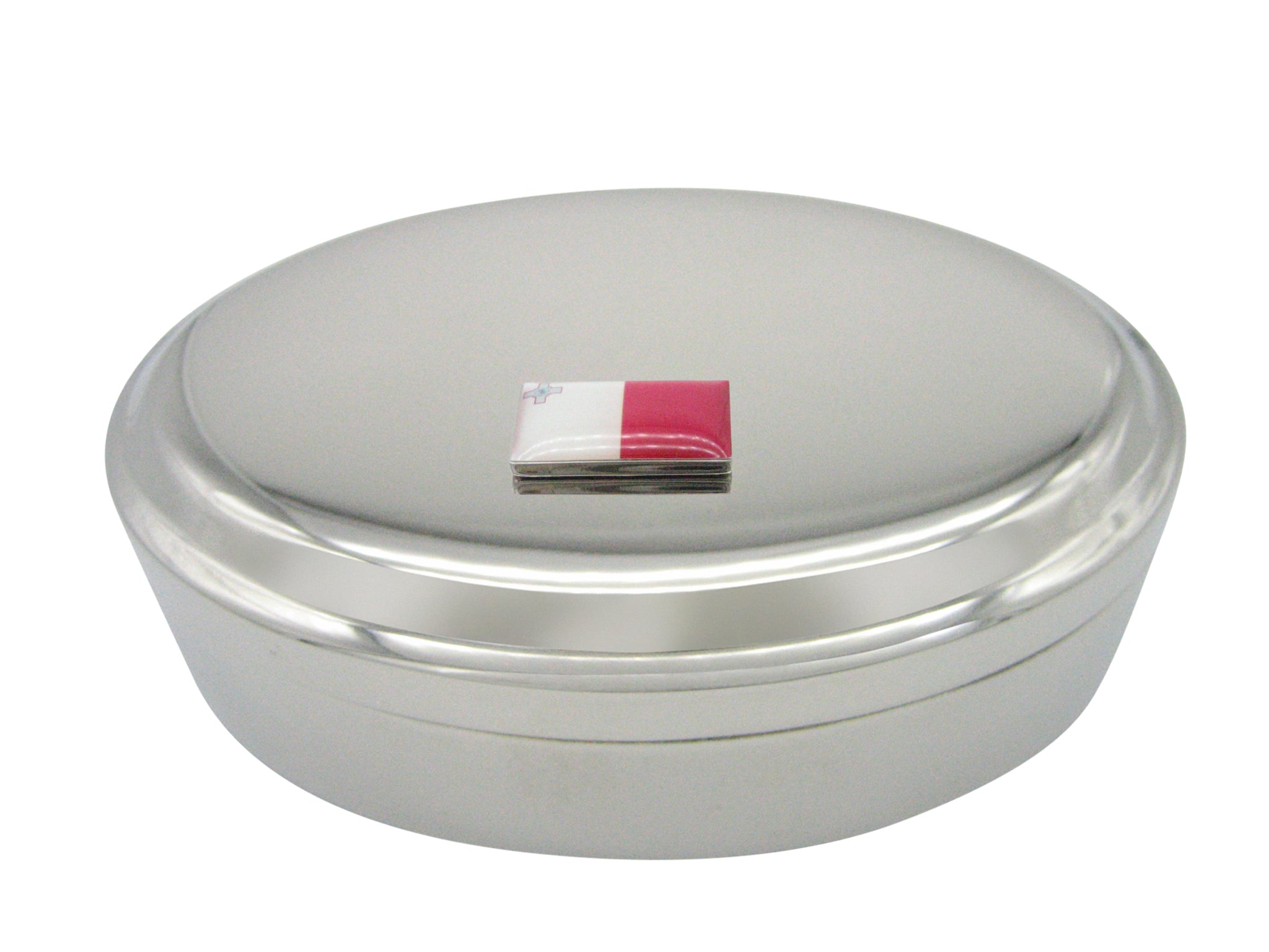 Malta Flag Pendant Oval Trinket Jewelry Box