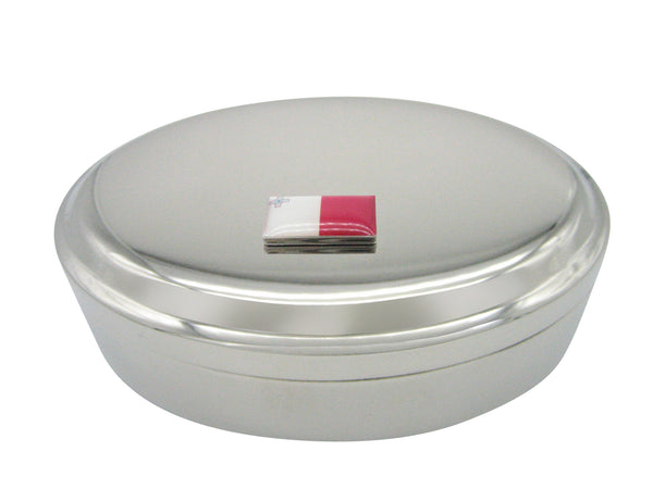 Malta Flag Pendant Oval Trinket Jewelry Box