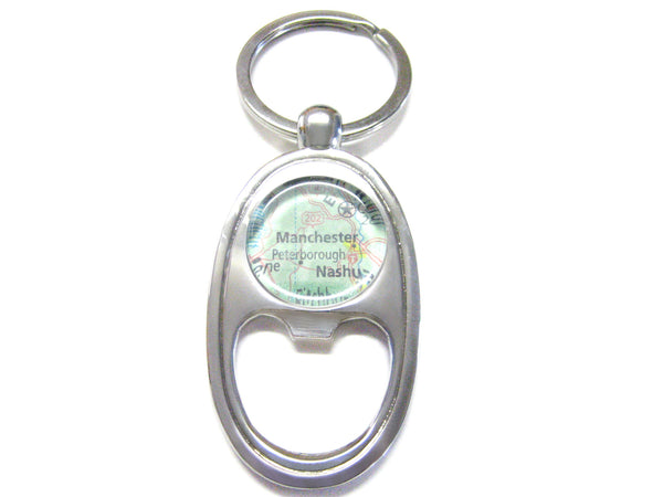 Manchester New Hampshire Map Bottle Opener Key Chain