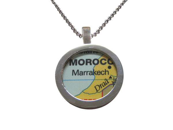 Marrakech Morocco Map Pendant Necklace