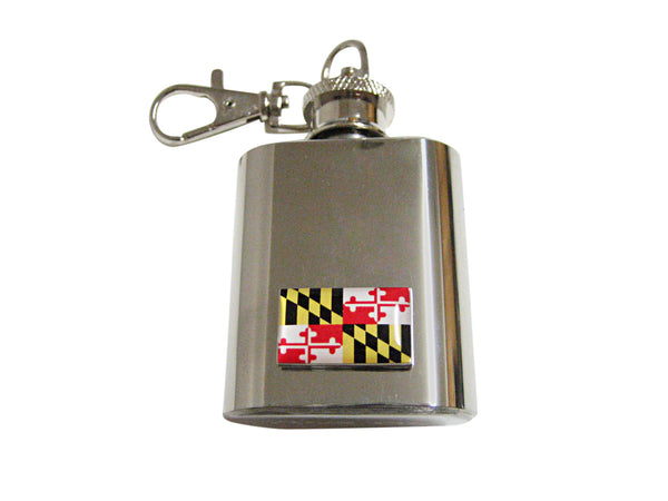 Maryland State Flag Pendant 1 Oz. Stainless Steel Key Chain Flask