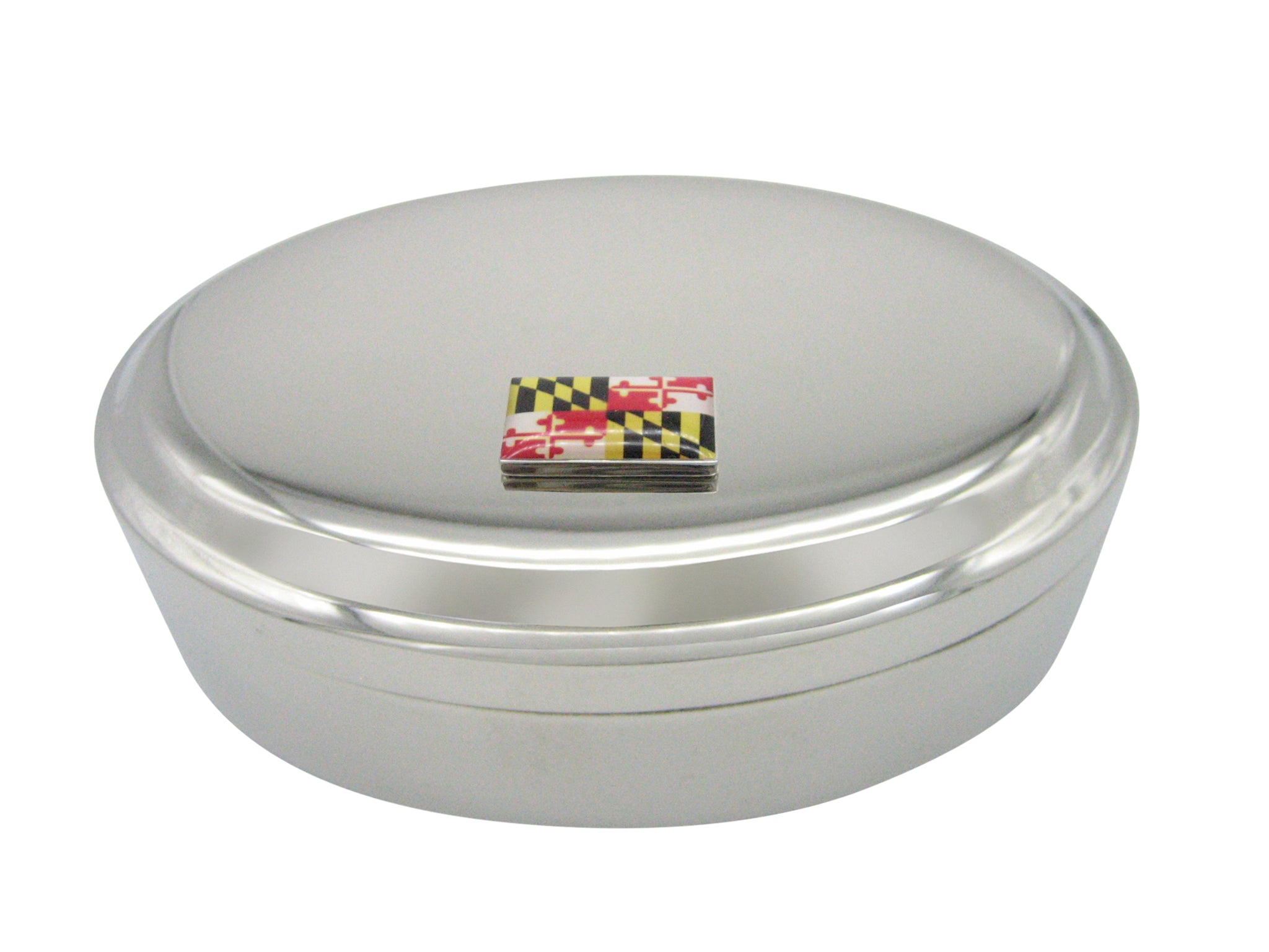 Maryland State Flag Pendant Oval Trinket Jewelry Box