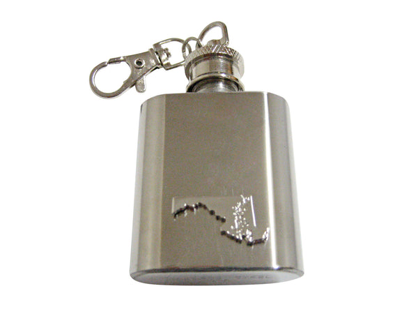 Maryland State Map Shape 1 Oz. Stainless Steel Key Chain Flask
