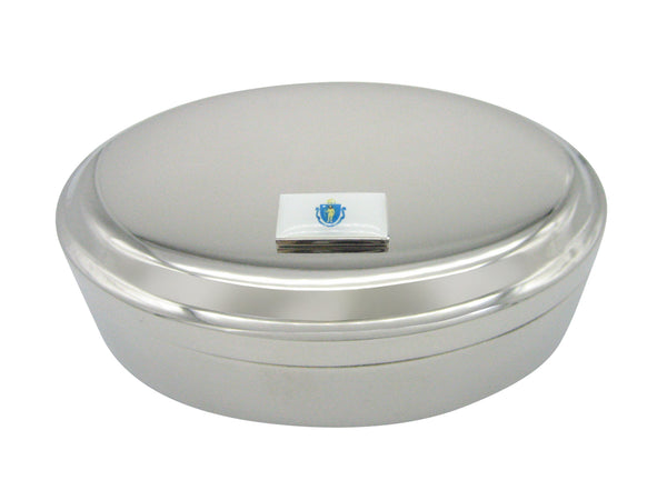 Massachusetts State Flag Pendant Oval Trinket Jewelry Box