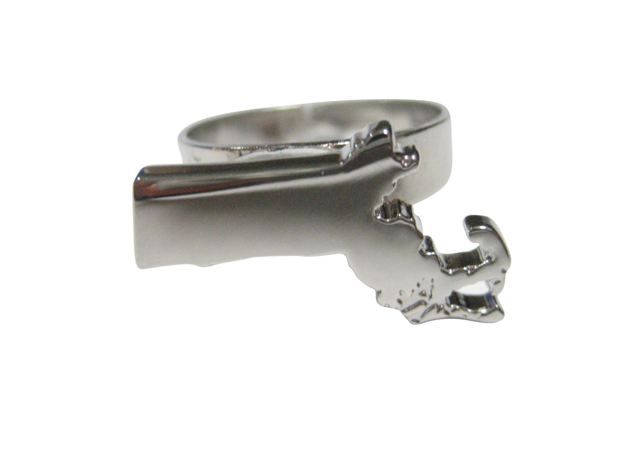 Massachusetts State Map Shape Adjustable Size Fashion Ring