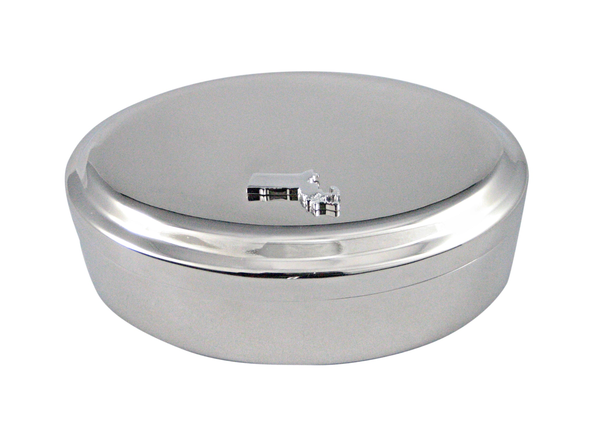 Massachusetts State Map Shape Pendant Oval Trinket Jewelry Box