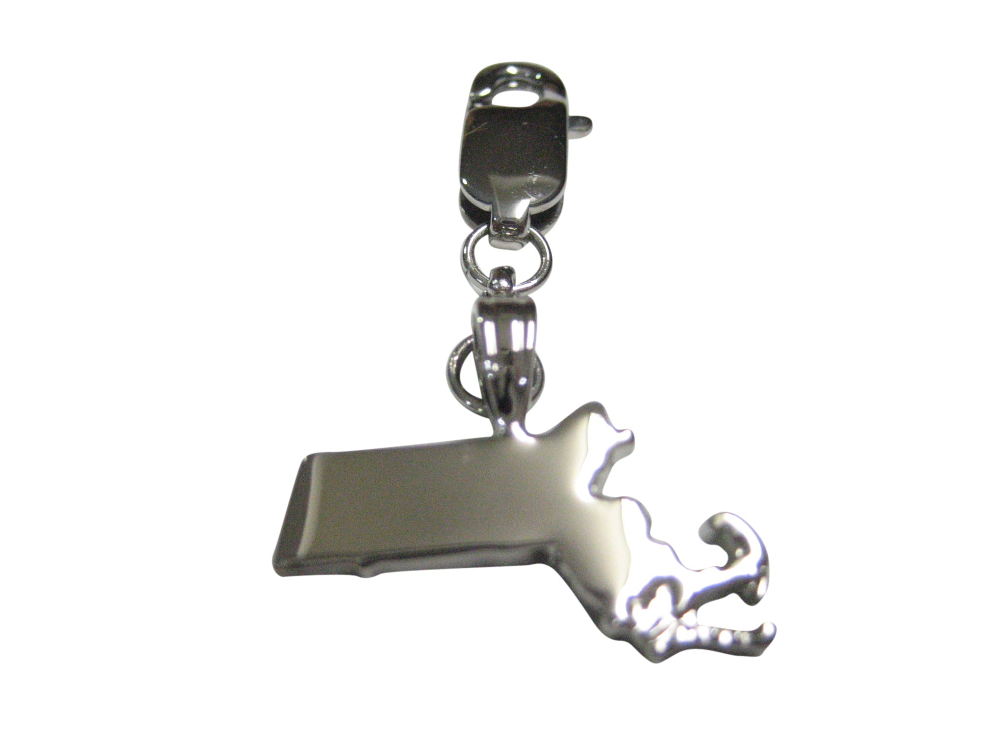 Massachusetts State Map Shape Pendant Zipper Pull Charm
