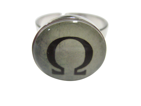 Mathematical Greek Omega Symbol Adjustable Size Fashion Ring
