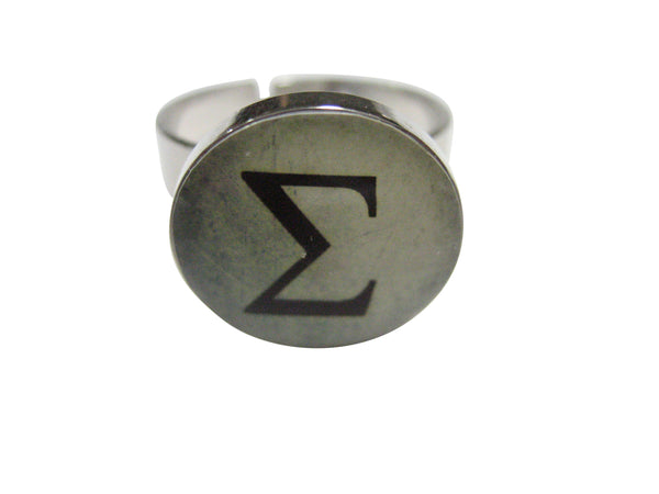 Mathematical Greek Sigma Symbol Adjustable Size Fashion Ring
