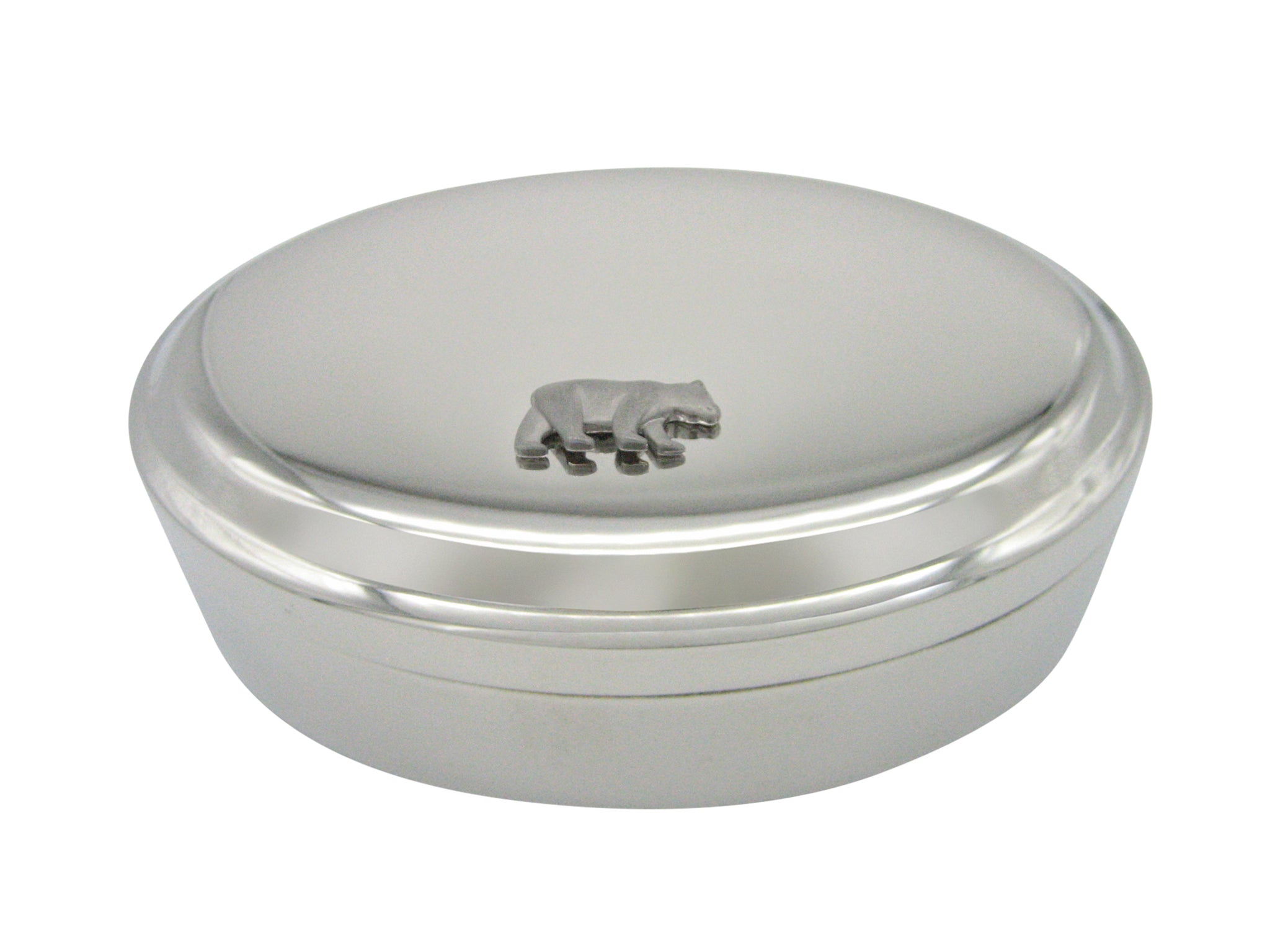 Matte Bear Pendant Oval Trinket Jewelry Box