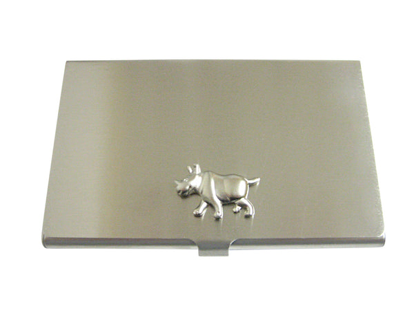 Matte Silver Toned Rhino Business Card Holder