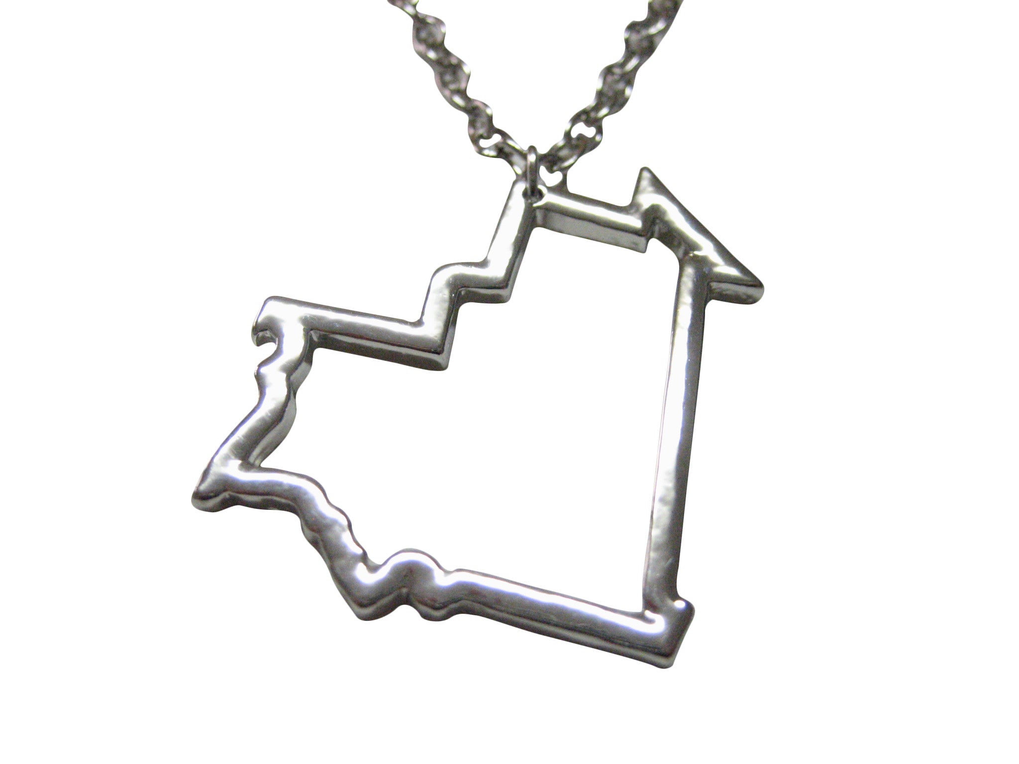 Silver Toned Mauritania Map Outline Pendant Necklace