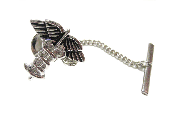 Caduceus Silver & Black Toned Medical Symbol Tie Tack