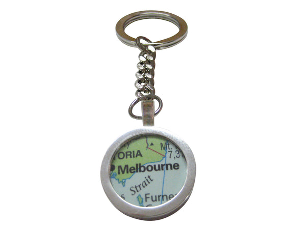 Melbourne Australia Map Pendant Key Chain