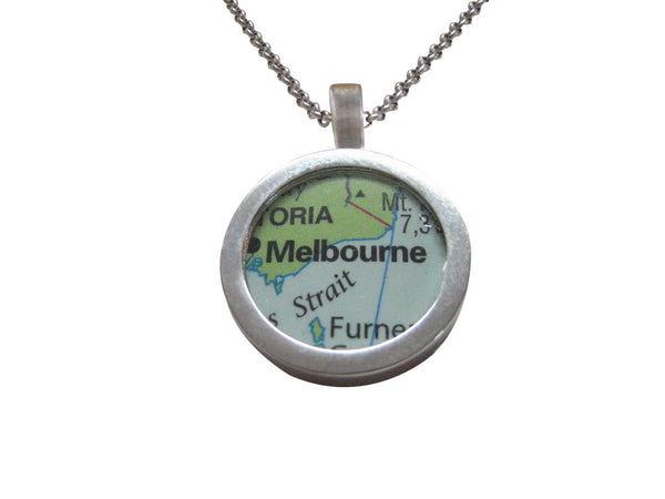 Melbourne Australia Map Pendant Necklace