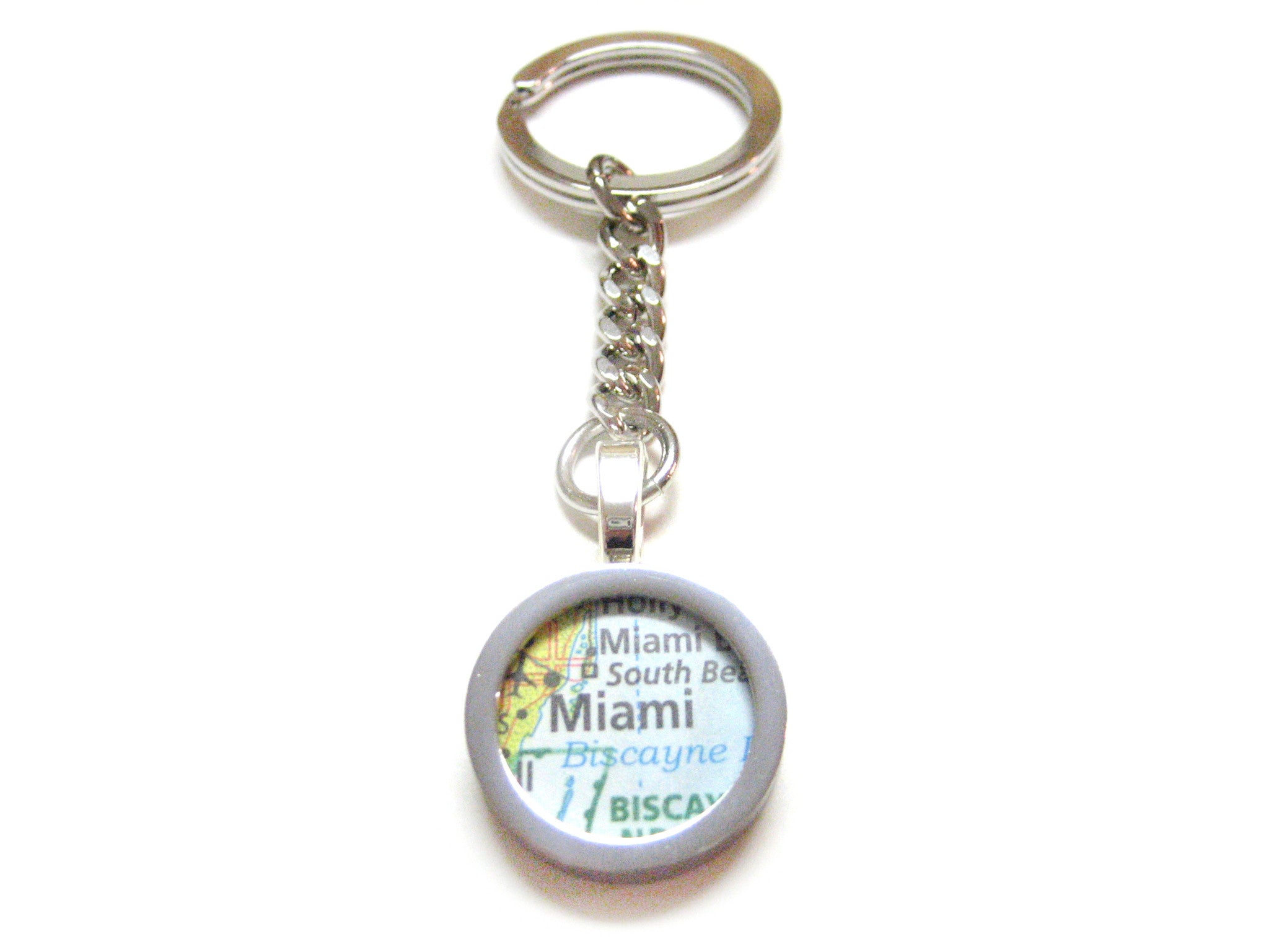 Miami Florida Map Pendant Keychain