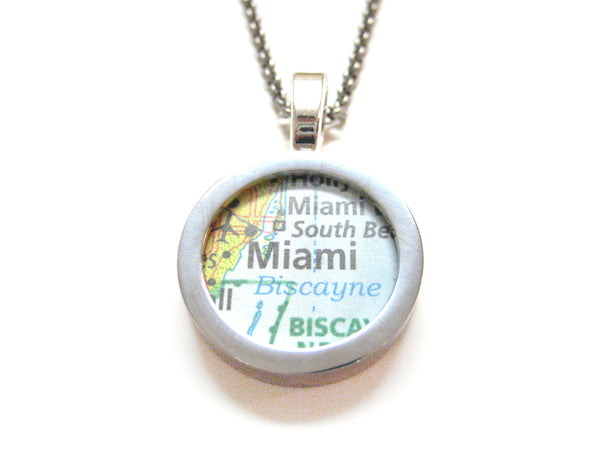 Miami Florida Map Pendant Necklace